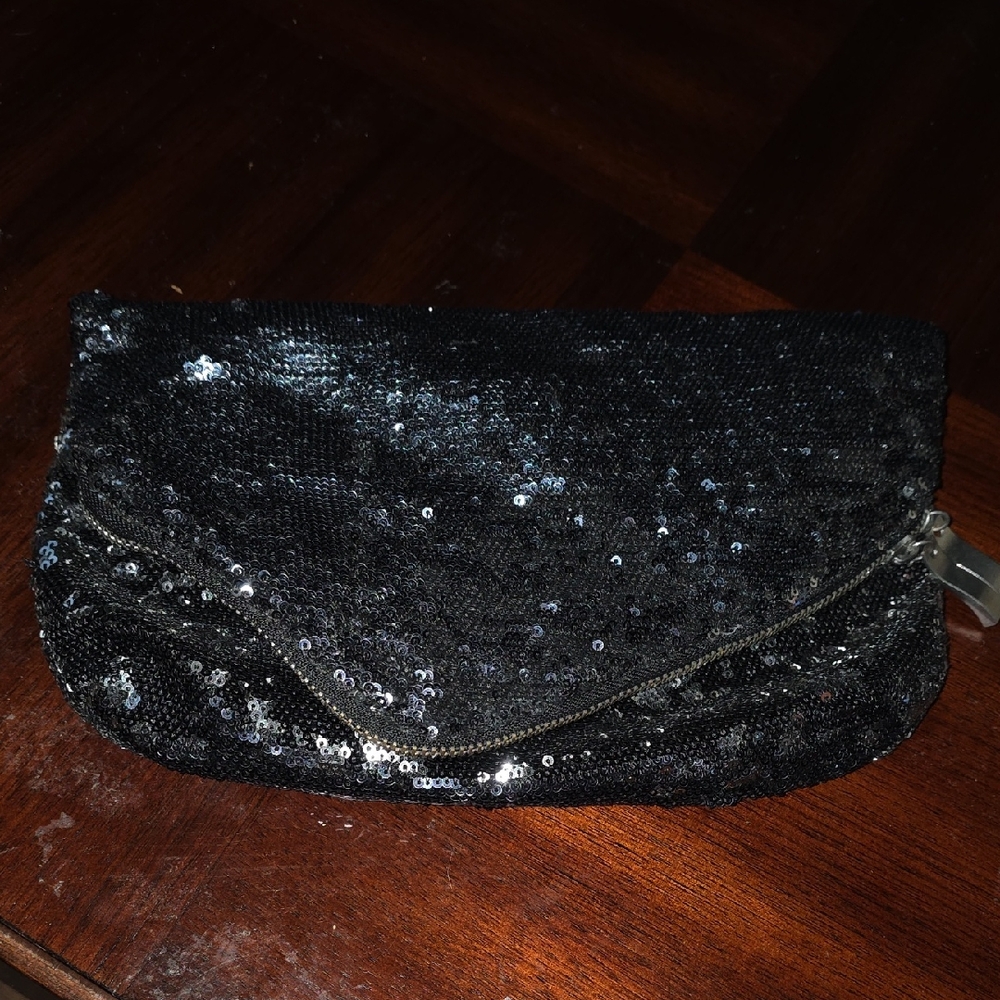 Glamorous Black Sequin Clutch